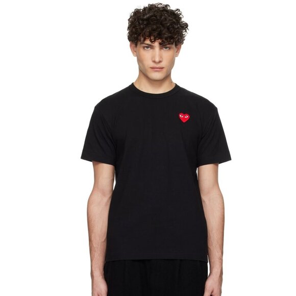 COMME des GARÇONS PLAY - Black Red Heart Patch T-shirt- SIZE MEDIUM - MEN'S ❤️✨ - Picture 1 of 8